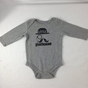 Garanimals Boys Infant Gray One Piece Long Sleeve Little Gentleman Sz 3M